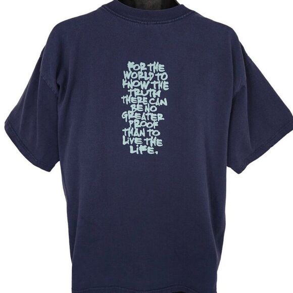 Vintage Michael W Smith T Shirt Mens Size XL Blue 90s Live The Life Christian - Picture 4 of 8